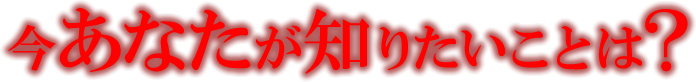 今あなたが知りたいことは？